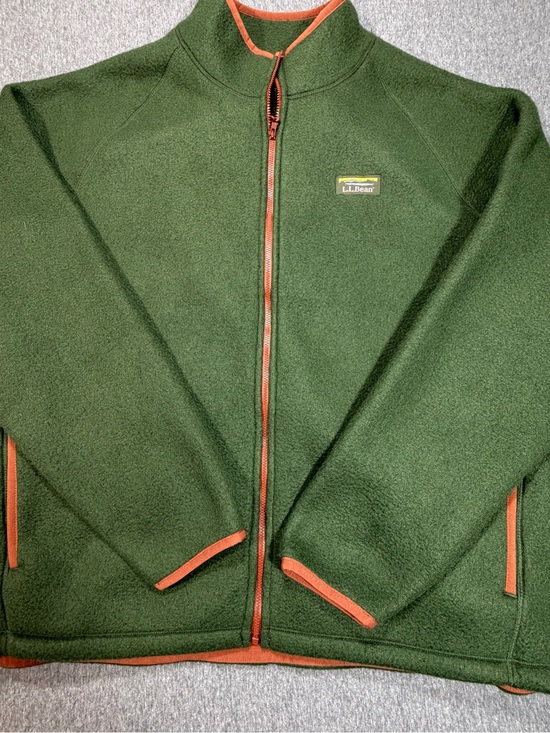 L.L. Bean Other - L.L. Bean Men's Dark Green Fleece Jacket with Orange Trim Large 518186